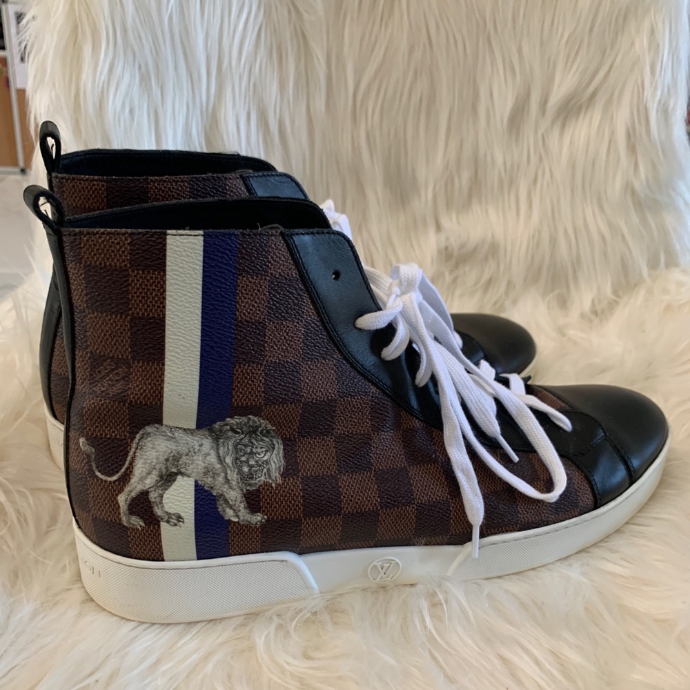 Louis Vuitton x Chapman Brothers Damier Lion High Top Sneakers